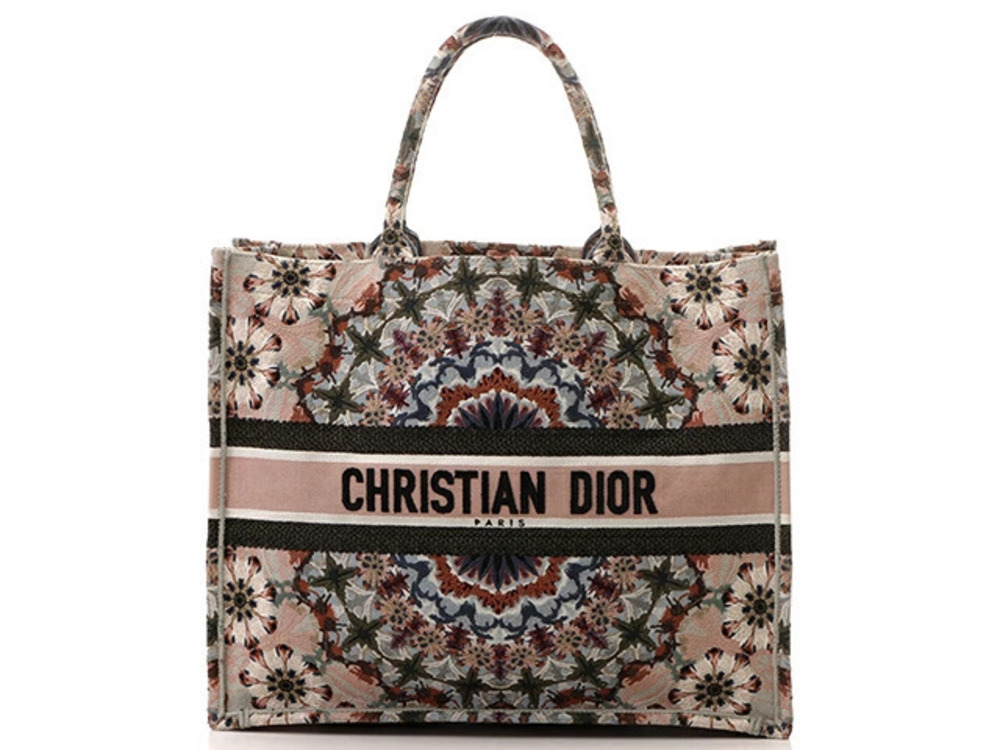 Christian Dior Tote Bag Book Floral Pink Multi Embroidery SJ